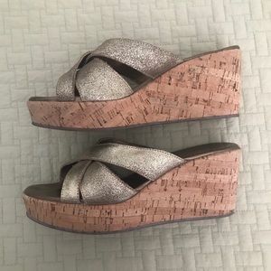 Cordani Gold, Cork Wedge, Slide, Size 38